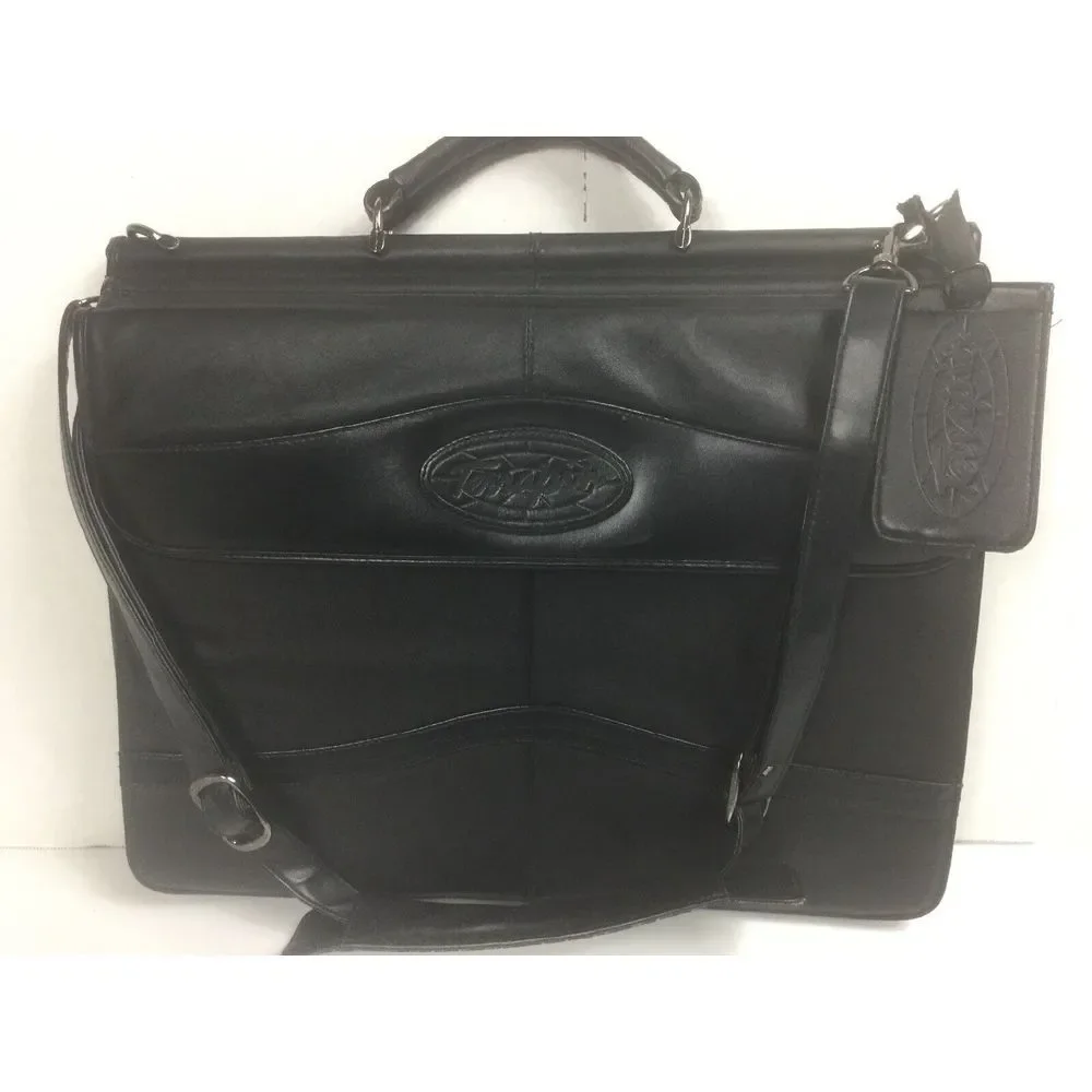 Terrapin Deluxe Black Leather‎ Messenger Bag Mobile Office Briefcase Business